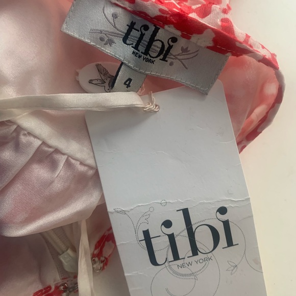 VTG Y2K Tibi 100% Silk Babydoll Coral Print Halter Top NWT Size 4 - Picture 4 of 9